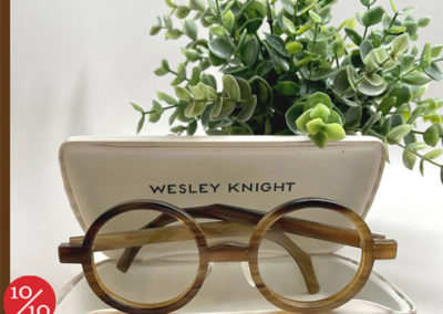 round woodtone wesley knight eyeglasses