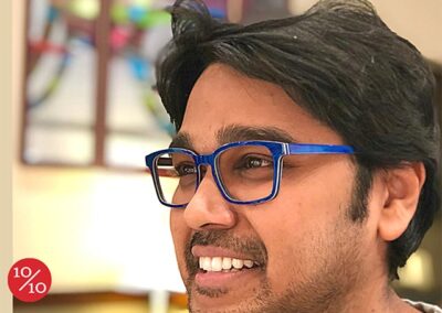 Gold and Wood Eyepieces eyeglass for men - blue frame