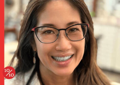 patient with Bevel eyewear at 10/10 Optics in NY